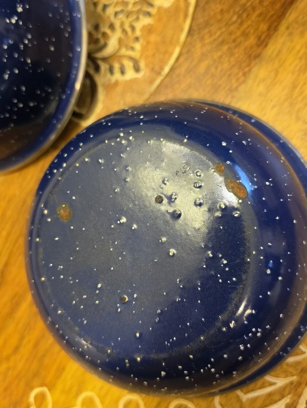 Set of 4 Blue Speckled Enamelware Camping Bowls 6
